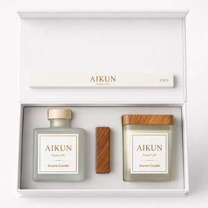 AIKUN Long Lasting Aromatherapy <b>Reed</b> <b>Diffuser</b> Eco Friendly Soy Wax Scented Candle Gift Set for Minimalist Decor - Product Image 2