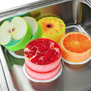 Esponja de Limpieza Baisenjie Divertida y Duradera, Anti-rayaduras, Reutilizable, con Diseño de Frutas, para Lavar Platos, Absorbe del 500% al 750% de Agua - Product Image 6