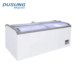 supermarket vertical showcase fridge 1100L Bilateral glass top ice cream chest freezer refrigeration equipment