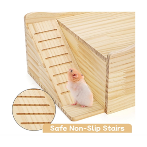 Maisonnette <span class=keywords><strong>en</strong></span> <span class=keywords><strong>bois</strong></span> avec escalier et fenêtre pour petits animaux – Habitat et abri - Product Image 3