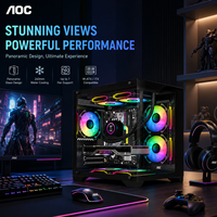Casing PC AOC Black Full View Server MicroATX Full Tower 340x270x370mm dengan Dukungan 7x120mm Kipas, Mendukung ATX PSU 160mm Maksimal