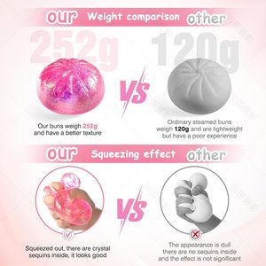Sugar Dumpling <b>Squishy</b> Glitter TPE Stress Relief Fidget Toy Squeezing Effect For Kids Age 8 13 Years Unisex - Product Image 4