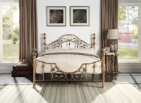 Cadre de lit en métal de style victorien vintage, lit en fer bronze antique avec tête et pied de lit décoratifs
