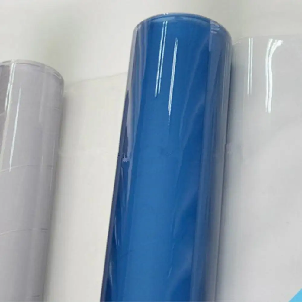 Film PVC vinil harga pabrik 60 70 mikron Film PVC Super bening rol Film PVC lembut transparan