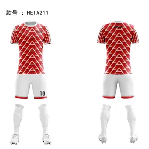 Volwassenen Voetbal Jersey Unisex Ademende Voetbal Truien Aangepaste Sublimatie Team Voetbalkleding Sets