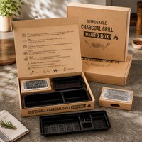 Boîte de barbecue miniature à usage unique |   Boîte à emporter pour barbecue au charbon de bois jetable |   Barbecue portable personnel pour le camping et les fêtes en plein air