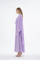 Robe de soirée turque modeste en satin 2026 avec broches en cristal détachables, cape élégante superposée, abaya longue droite, ensemble 2 pièces pour femme musulmane