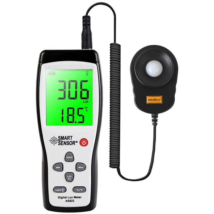 Medidor Digital Iluminancia Y Color - Rango 0.5-300.000 LUX, Probador De Color LED, Pantalla Múltiple