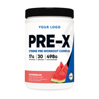 Poudre de complexe pré-entraînement OEM Pre-X Xtreme saveur pastèque pour adultes, 30 portions, 498g, sans OGM, sans gluten, marque privée, complément alimentaire personnalisé