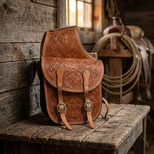Bolsa de Cuero Genuino para Sillín de Caballo Estilo Western, Uso en Motocicleta, Hecha a Mano, Tallada a Mano, Accesorios de Acero Inoxidable, Personalizable - Product Image 3
