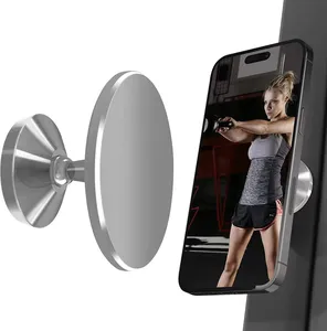 新设计专利360度旋转磁性手机支架适用于Iphone录制视频双磁铁厨房健身房手机支架