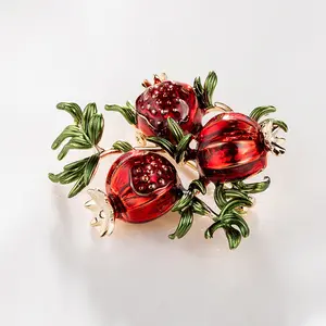 Europe and America Colourful Enamel Vintage Fruits Pomegranate Brooches Pins Flower Clothing Accessories