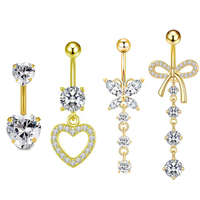 CZ Zircon pêche coeur ventre anneau en acier inoxydable papillon Piercings bijoux pour femmes Sexy pendentif corps piercing bijoux