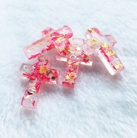 17x25mm Blanc Transparent Crucifix avec Paillettes Roses Perles Colle sur Pendentif Comme Décoration Vente Chaude