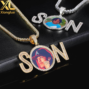 18K Gold Plated Custom SON Medallion Pendant Necklace Hip Hop Jewelry Personalized Memory <b>Frame</b> Pendant Gift for Women - Product Image 4