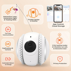 Robot de Compañía Inteligente <span class=keywords><strong>con</strong></span> Cámara Web Full HD 1080P, Juguete Interactivo Divertido para Perros y Gatos, Juguetes Inteligentes para Mascotas Hechos de Goma - Product Image 6