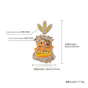 Collier avec pendentif en forme de monstre utopique de dessin animé hip-hop de personnalité euro-américaine XILIANGFEIZI, couleur huile, effet de gouttelettes, pour hommes - Product Image 3