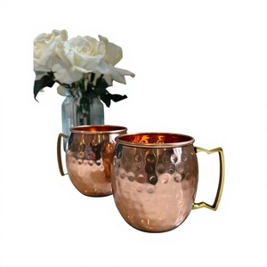 Reusable Copper <b>Mugs</b> For Drinking Event Supplies Customizable Designs Hammered Copper Moscow Mule <b>Mug</b> With Brass handle For Sale - Product Image 1