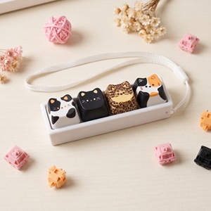 Llavero de moda personalizado con diseño de gato Kawaii, llavero Fidget de 1/2/3/4 ranuras, llavero de descompresión portátil con mini teclado mecánico - Product Image 1