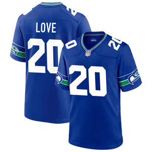 2026 Throwback Blauw Seattle Jersey Custom American Football Shirts Gestikte Geborduurde Jeugd Uniformen Sportkleding met Logo's - Product Image 5
