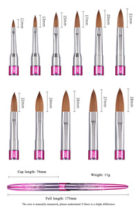 Pinceau à ongles en acrylique 100% pur Kolinsky avec manche métallique violet dégradé, marque privée OEM, pour extension de poudre de cristal et peinture - Product Image 6