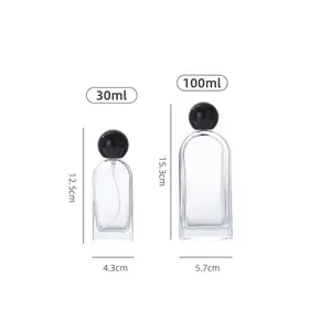 100ml Custom made Perfume bottle with logo label 30ml High-end glass bottle for perfume with all kinds of lids