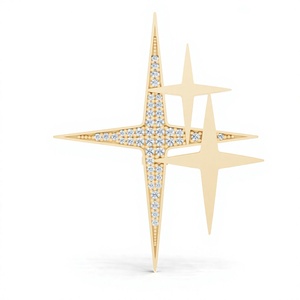 Aarinya Star Shape Zircon 18K <b>Gold</b> Alloy Crystal Pin Unisex Fashion Accessory Anniversary Gift - Product Image 1