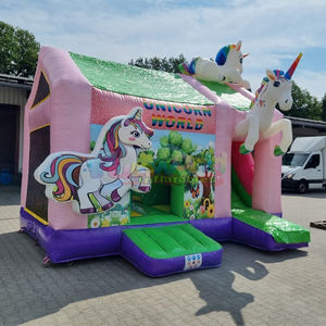Château gonflable commercial pour fêtes d'<span class=keywords><strong>anniversaire</strong></span> d'enfants, château gonflable <span class=keywords><strong>licorne</strong></span> avec toboggan, Aufblasbare Einhorn-Hupfburg - Product Image 3