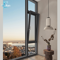 Fenêtre à battant contemporaine en aluminium avec verre trempé décoratif pour la conception de villas modernes