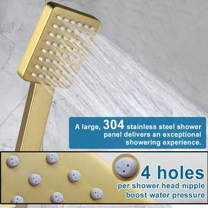 ברז ג 'קוזי מקלחת צבע זהב ידית כפולה ראש מקלחת מרובע ראש עיצוב מודרני גשם גשם רכוב קיר מקלחת 12 אינץ' - Product Image 6