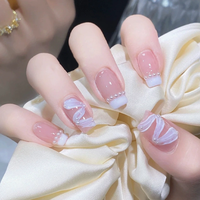 Fournisseur de faux ongles en acrylique de luxe faits à la main, style océan estival, 10 pièces, qualité supérieure, 3D, en gros