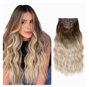 Perruque avec <span class=keywords><strong>cheveux</strong></span> longs bouclés pour femmes, avec ensemble de <span class=keywords><strong>coiffure</strong></span> ondulée en quatre parties, pièce de connexion capillaire à clipser en une seule pièce - Product Image 3