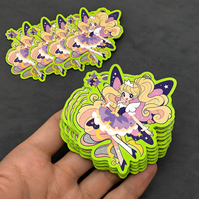 Custom Die Cut Kawaii Anime Magical Girl Stickers Waterproof PVC Vinyl Fairy Decals for Scrapbooking Cartoon Kid's Stickers