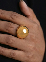 Trendiger Vintage-Schmuck, anlaufgeschützt, 18K vergoldeter, klobiger Kuppelring aus 316L Edelstahl, polierter breiter Statement-Ring