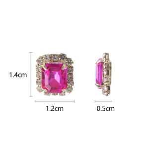 Zhubi 12*14mm Zircon Micro pavé Rectangle 10 pièces or griffe Hot Fix résine strass couture vêtements accessoires - Product Image 2