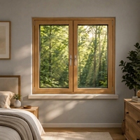 Fenêtres de cuisine modernes à triple vitrage en verre trempé avec cadre en bois pliable et persiennes en acier inoxydable pour chambre et hôtel