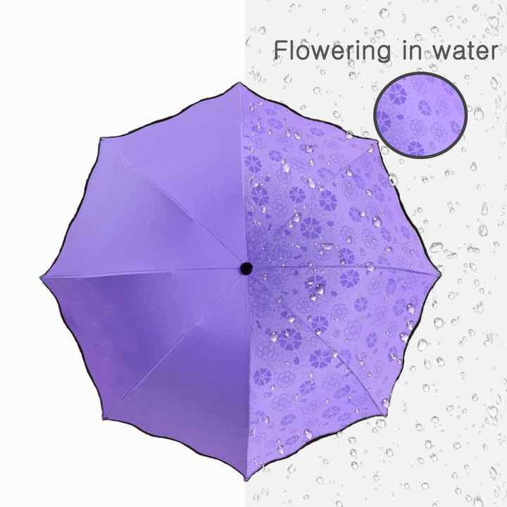 Girl Umbrella Ins Change Flower Pattern Bright Color 3 Folding Rain UV Child for Women Windproof Rain Small Umbrellas