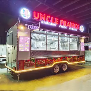 חדש 16ft הדוד פרנקים חוף עגלות מזון המבורגר צ 'יפס קבאב barbque משאיות LED נייד מזון משאית לארה"ב