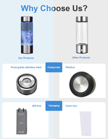 Machine portable d'ionisation d'eau hydrogénée, bouteille d'eau hydrogénée à chargement USB, gobelet en verre pour eau riche en hydrogène, pour la maison et les voyages