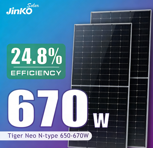 Wholesale in Stock 30 Year Warranty PV Solar Panel 650w 660W 670W Mono Bifacial Half Cells TOPcon Jinko N-type Solar Panels Use