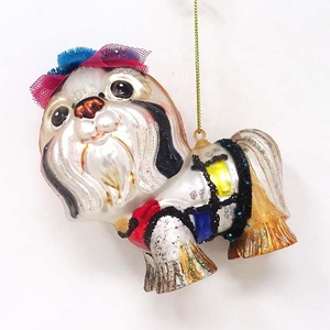 2019 Venta caliente al por mayor personalizado Feliz <span class=keywords><strong>Navidad</strong></span> de vidrio perro Shih Tzu colgantes - Product Image 1
