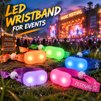 Bracelet LED en silicone personnalisé avec impression, 4 LED RGB haute luminosité, pour éclairage de spectacle, interaction avec le public