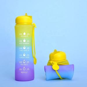 Nouvelle bouteille d'eau en silicone écologique pour enfants et adultes, sans BPA, type à pression, pour course à pied, camping, randonnée, avec logo personnalisé, prix bas - Product Image 2