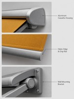 Auvent motorisé électrique en aluminium de luxe à installation facile, très vendu, pour balcon et terrasse, protection solaire