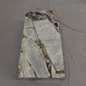 Tavolino da Caffè Rettangolare in Marmo Breccia Grigio, Arredamento di Lusso per Soggiorno in Pietra Naturale - Product Image 4