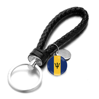 Conjunto de Joyería del Fabricante: Collar, Pulsera, Brazalete, Pendientes y Llavero con Colgante de Mapa de Barbados y Bandera Nacional