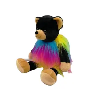 批发定制高品质热卖16英寸坐彩虹熊柔软时尚毛绒玩具
