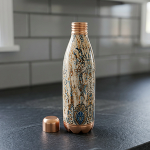Premium Printed Pure Copper Water Bottle 800ml Bohemian Paisley Pattern Ayurvedic Flask Leakproof Gym Sports Metal <b>Drinkware</b> - Product Image 2