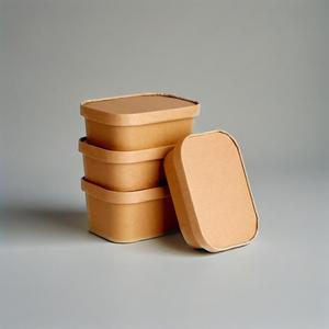 ชามสลัดกระดาษคราฟท์ทรงสี่เหลี่ยมและสี่เหลี่ยมแบบใช้แล้วทิ้งเป็นมิตรกับสิ่งแวดล้อมภาชนะเกรดอาหารสำหรับทำซูชิแซนวิช - Product Image 3