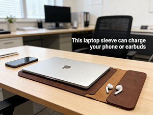 Housse d'ordinateur <span class=keywords><strong>portable</strong></span> personnalisable avec charge sans fil 15W, étui magnétique robuste <span class=keywords><strong>pour</strong></span> <span class=keywords><strong>Macbook</strong></span> <span class=keywords><strong>Pro</strong></span>, en cuir PU imperméable, avec tapis de souris intégré - Product Image 2